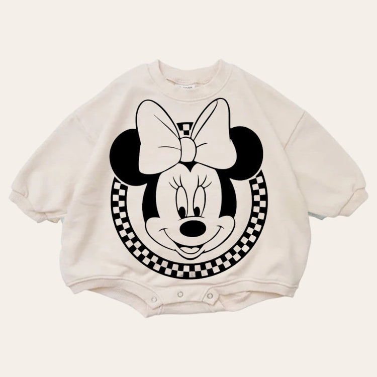 Mickey and Minnie baby Oversized Sweatshirt Romper / baby clothes / baby girl boy / newborn / infant / gift / bubble onesie / shower / crew