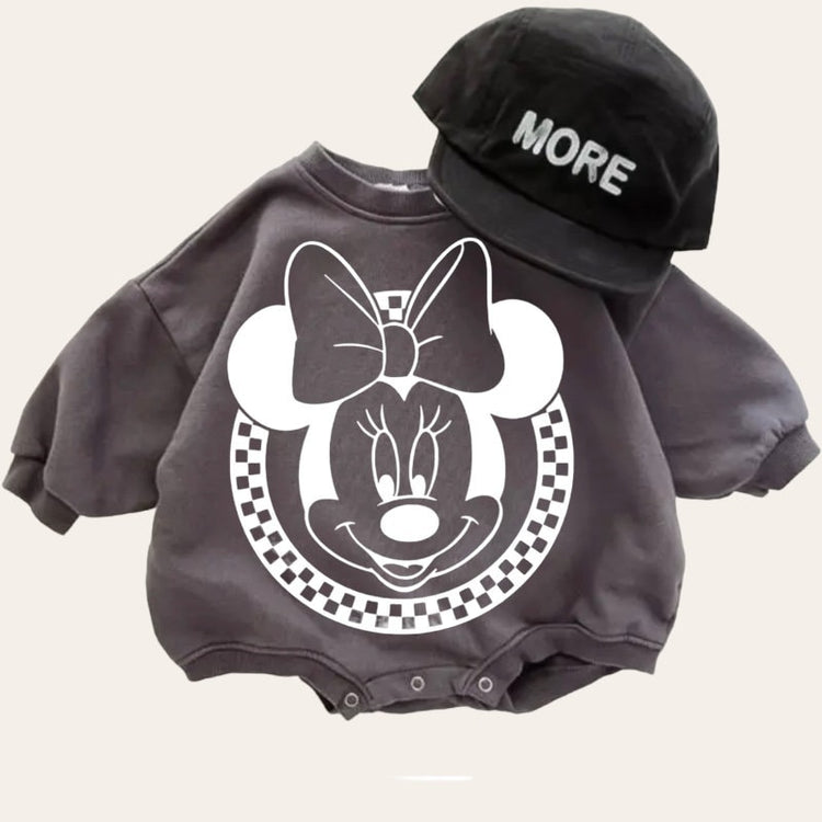 Mickey and Minnie baby Oversized Sweatshirt Romper / baby clothes / baby girl boy / newborn / infant / gift / bubble onesie / shower / crew