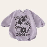 Checkered Mickey baby Oversized Sweatshirt Romper / baby clothes / baby girl boy / newborn / infant / gift / bubble onesie / shower / crew