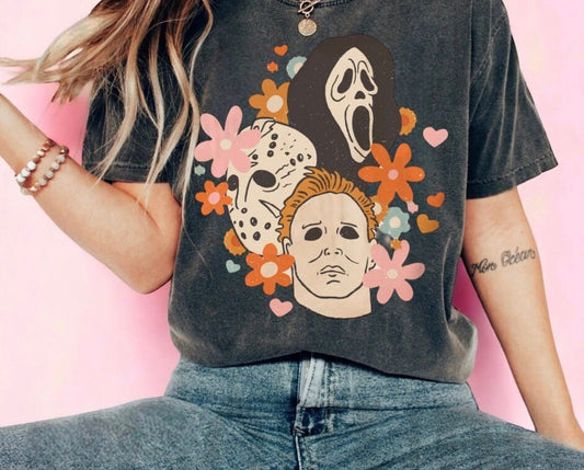 Halloween Scream Jason Horror Movie T-shirts acid washed tshirts / women’s tee / oversized / graphic tshirt / unisex / clothing / retro