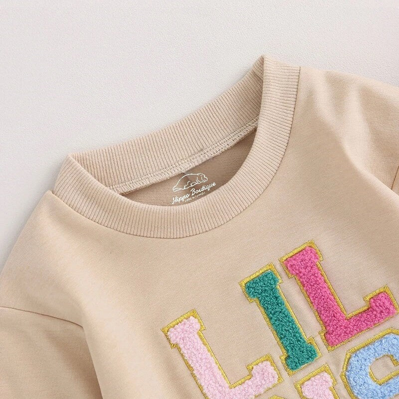 Embroidered Big Sis baby girl sweatshirt and lil sis baby girl sweatshirt romper / baby clothes / toddler / sister / baby gift / shower