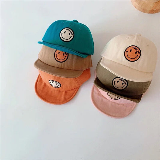 Soft baby and kids smiley baseball cap hats / baby clothes / baby hat / summer cap / retro hat / baby girl hat / baby boy hat / baby gift