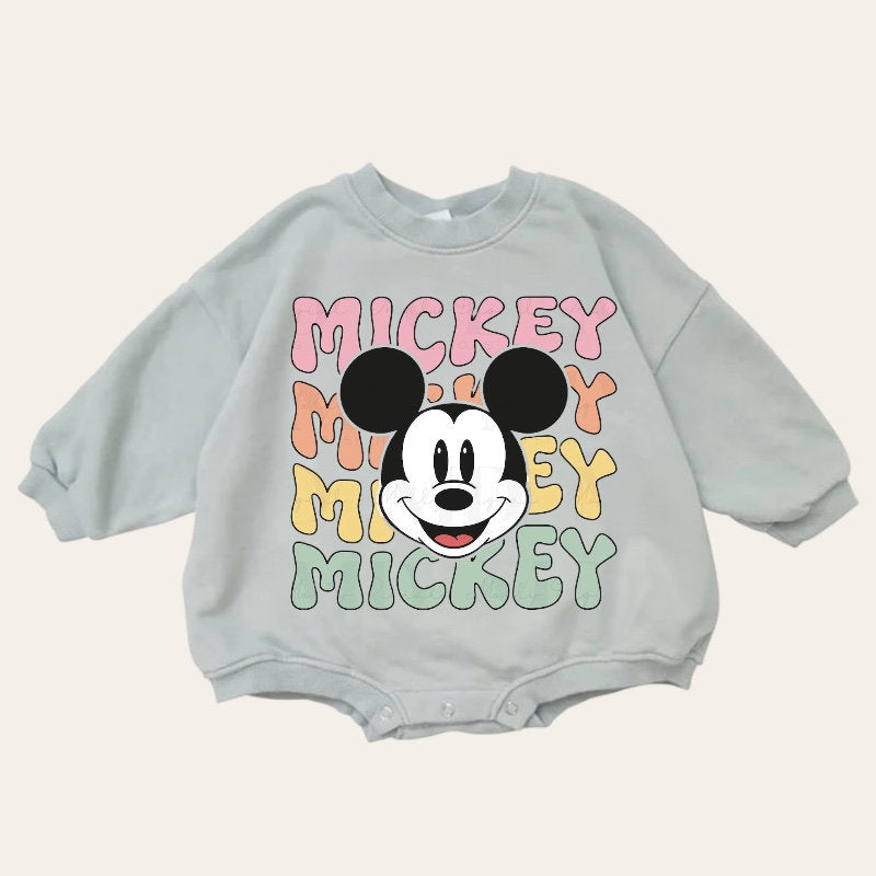 Retro Mickey baby Oversized Sweatshirt Romper / baby clothes / baby girl boy / newborn / crewneck / gift / bubble onesie / shower / Disney