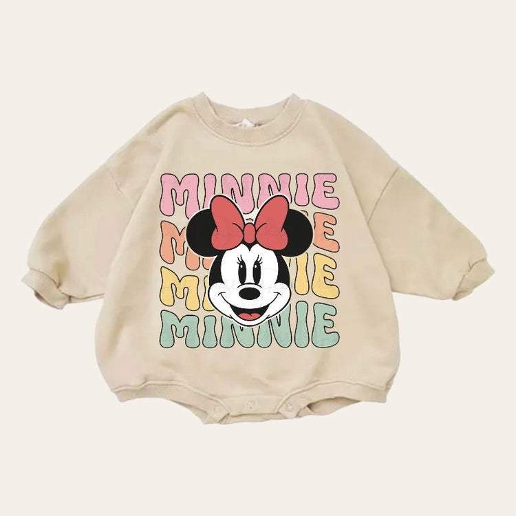 Retro Minnie baby Oversized Sweatshirt Romper / baby clothes / baby girl boy / newborn / crewneck / gift / bubble onesie / shower / Disney