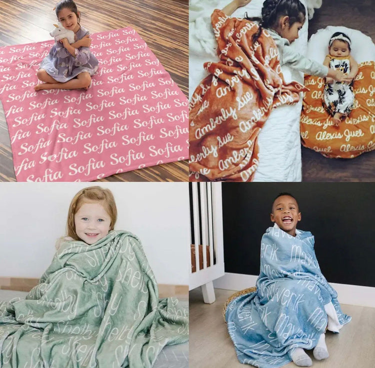 Custom Personalized Baby Name minky Blanket