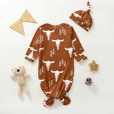 Highland Cow Newborn Baby Swaddle Blanket Wrap Bodysuit + hat | baby girl gift | announcement | baby shower | knot gown | handmade