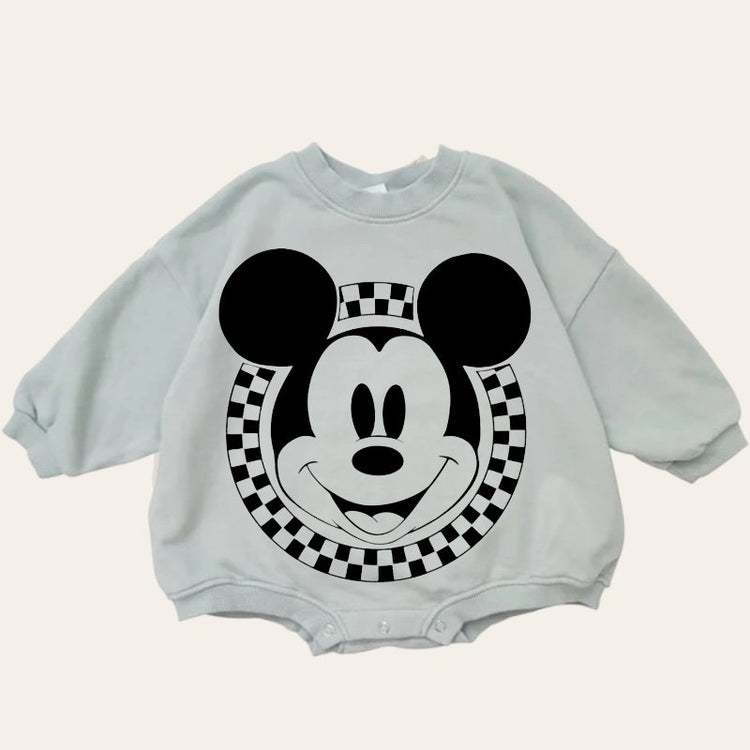 Mickey and Minnie baby Oversized Sweatshirt Romper / baby clothes / baby girl boy / newborn / infant / gift / bubble onesie / shower / crew