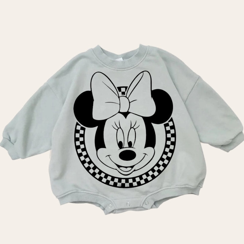 Mickey and Minnie baby Oversized Sweatshirt Romper / baby clothes / baby girl boy / newborn / infant / gift / bubble onesie / shower / crew