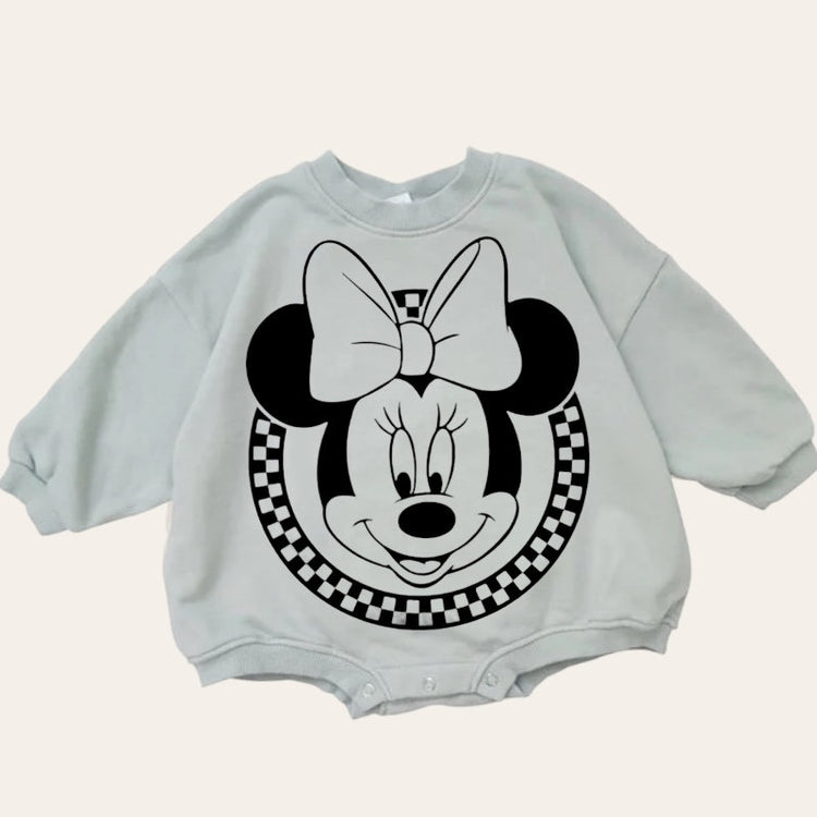 Mickey and Minnie baby Oversized Sweatshirt Romper / baby clothes / baby girl boy / newborn / infant / gift / bubble onesie / shower / crew