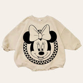 Mickey and Minnie baby Oversized Sweatshirt Romper / baby clothes / baby girl boy / newborn / infant / gift / bubble onesie / shower / crew