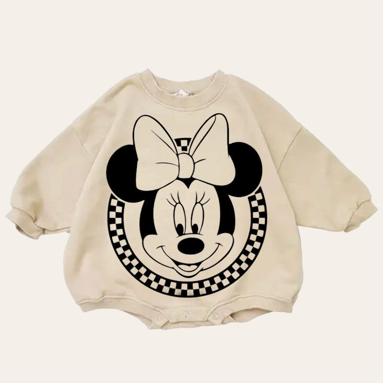 Mickey and Minnie baby Oversized Sweatshirt Romper / baby clothes / baby girl boy / newborn / infant / gift / bubble onesie / shower / crew