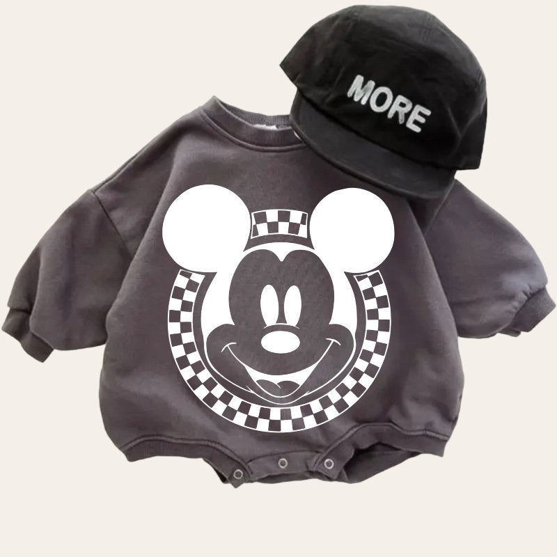 Mickey and Minnie baby Oversized Sweatshirt Romper / baby clothes / baby girl boy / newborn / infant / gift / bubble onesie / shower / crew