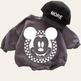 Mickey and Minnie baby Oversized Sweatshirt Romper / baby clothes / baby girl boy / newborn / infant / gift / bubble onesie / shower / crew