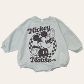 Checkered Mickey baby Oversized Sweatshirt Romper / baby clothes / baby girl boy / newborn / infant / gift / bubble onesie / shower / crew