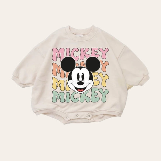 Retro Mickey baby Oversized Sweatshirt Romper / baby clothes / baby girl boy / newborn / crewneck / gift / bubble onesie / shower / Disney