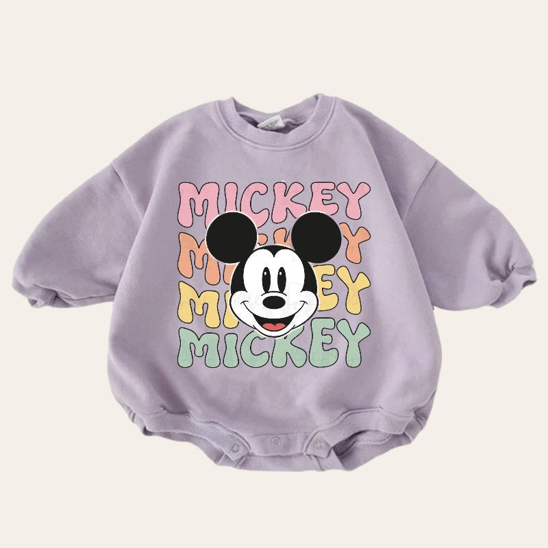 Retro Mickey baby Oversized Sweatshirt Romper / baby clothes / baby girl boy / newborn / crewneck / gift / bubble onesie / shower / Disney