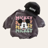 Retro Mickey baby Oversized Sweatshirt Romper / baby clothes / baby girl boy / newborn / crewneck / gift / bubble onesie / shower / Disney