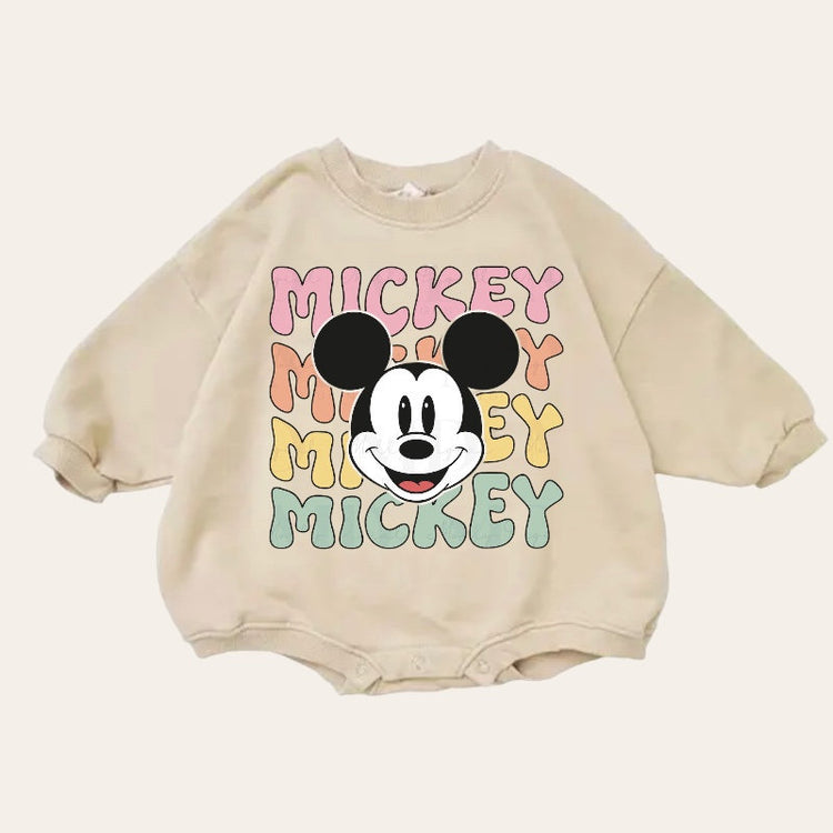 Retro Mickey baby Oversized Sweatshirt Romper / baby clothes / baby girl boy / newborn / crewneck / gift / bubble onesie / shower / Disney