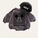 Checkered Mickey baby Oversized Sweatshirt Romper / baby clothes / baby girl boy / newborn / infant / gift / bubble onesie / shower / crew