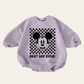 Checkered Mickey baby Oversized Sweatshirt Romper / baby clothes / baby girl boy / newborn / infant / gift / bubble onesie / shower / crew
