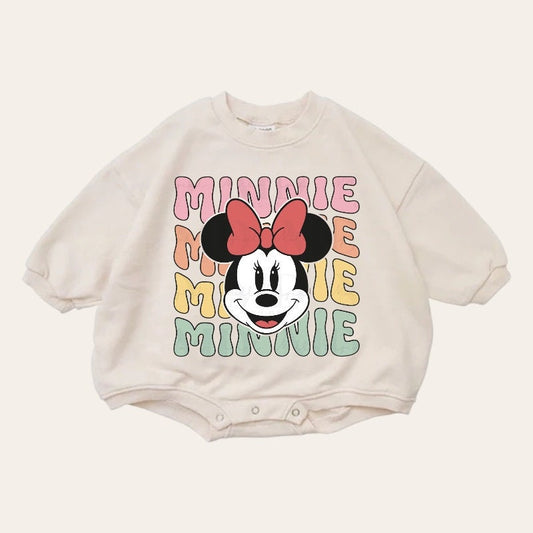 Retro Minnie baby Oversized Sweatshirt Romper / baby clothes / baby girl boy / newborn / crewneck / gift / bubble onesie / shower / Disney