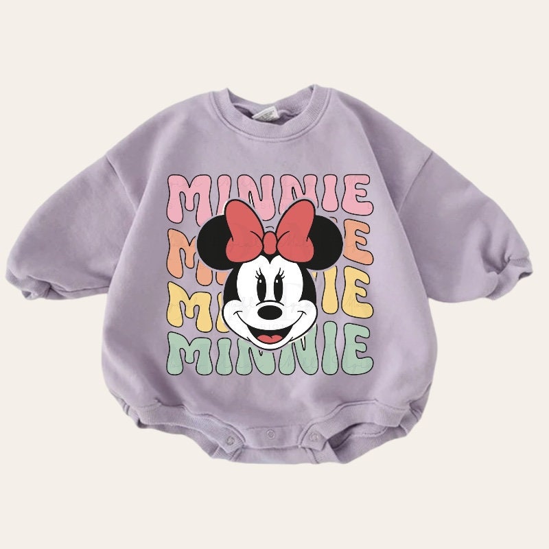 Retro Minnie baby Oversized Sweatshirt Romper / baby clothes / baby girl boy / newborn / crewneck / gift / bubble onesie / shower / Disney