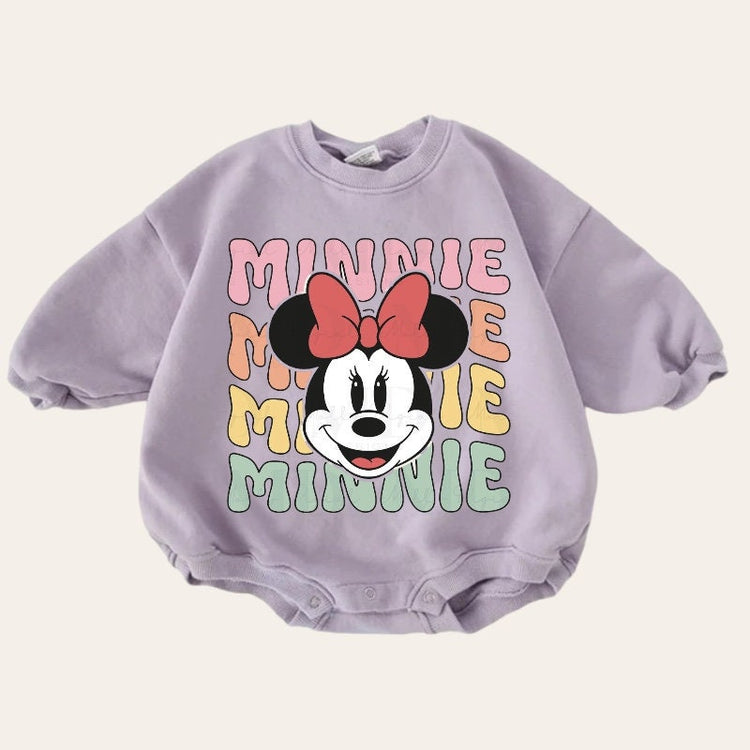 Retro Minnie baby Oversized Sweatshirt Romper / baby clothes / baby girl boy / newborn / crewneck / gift / bubble onesie / shower / Disney