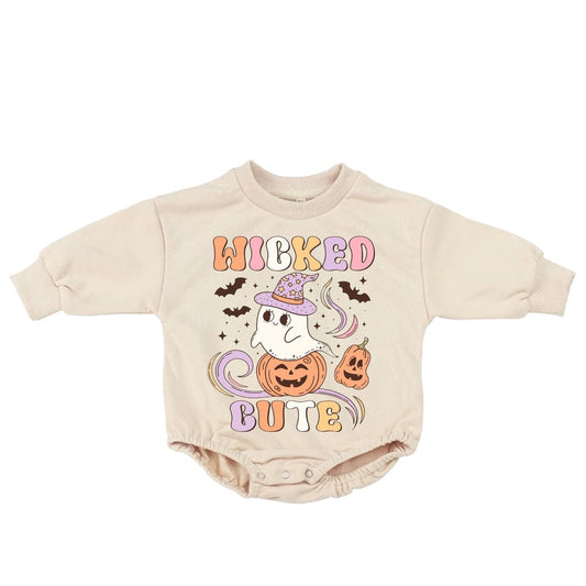 retro halloween French Terry Baby bubble Sweatshirt Romper/ baby clothes / boy girl / baby gift / newborn / infant / outfit / baby gift
