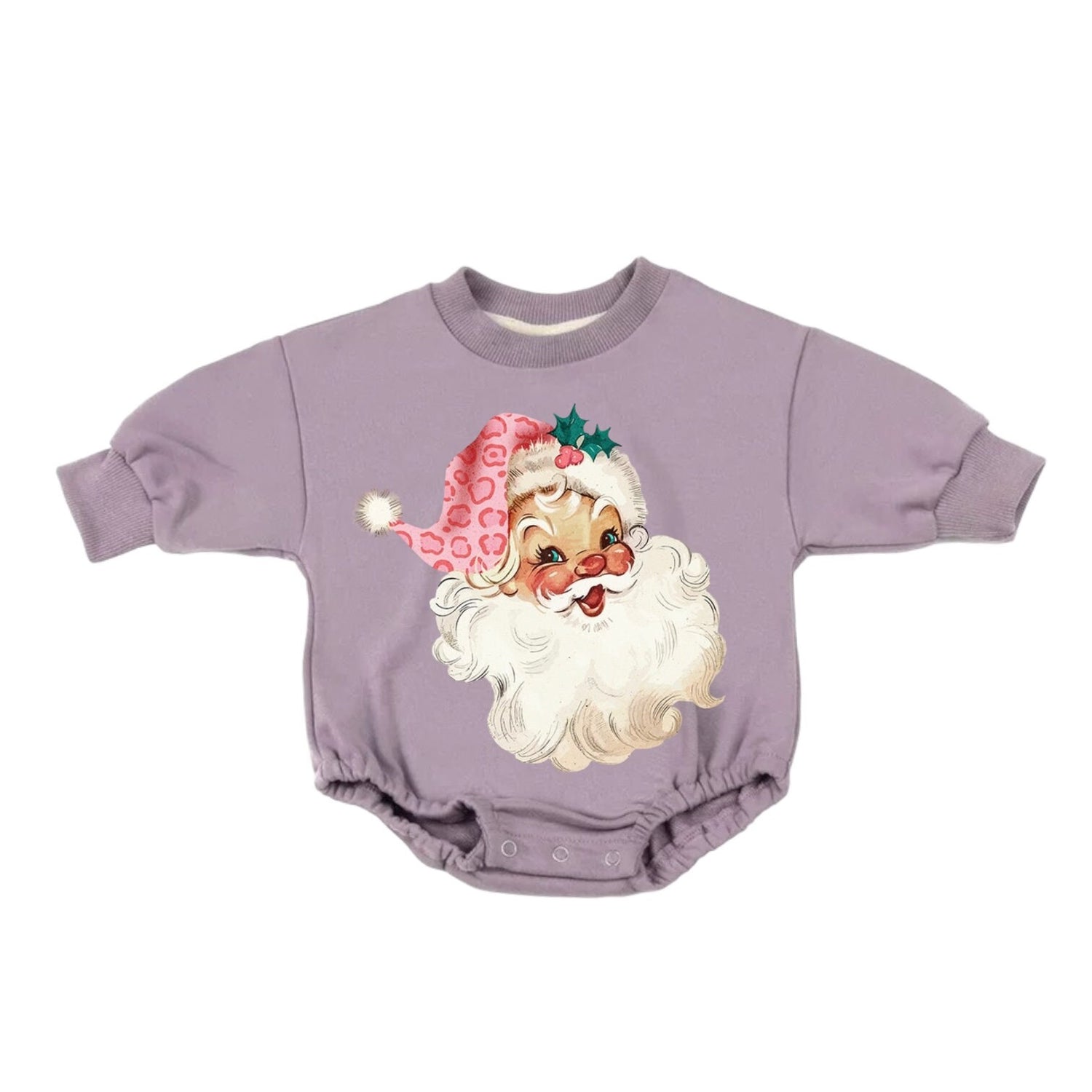 Leopard Santa Christmas Baby Oversized Sweatshirt Romper