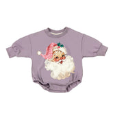 Leopard Santa Christmas Baby Oversized Sweatshirt Romper