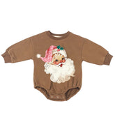 Leopard Santa Christmas Baby Oversized Sweatshirt Romper