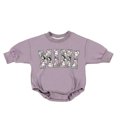 Mini Scary Movie halloween French Terry Baby bubble Sweatshirt Romper