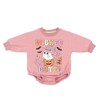 retro halloween French Terry Baby bubble Sweatshirt Romper/ baby clothes / boy girl / baby gift / newborn / infant / outfit / baby gift