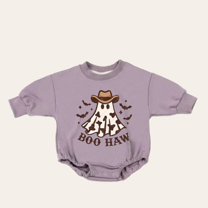Western boo haw ghost Halloween French Terry Baby Sweatshirt Romper / baby clothes / boy girl / baby gift / newborn / infant / bubble | soft