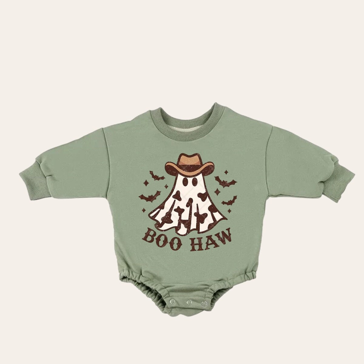 Western boo haw ghost Halloween French Terry Baby Sweatshirt Romper / baby clothes / boy girl / baby gift / newborn / infant / bubble | soft