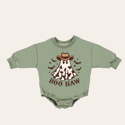Western boo haw ghost Halloween French Terry Baby Sweatshirt Romper / baby clothes / boy girl / baby gift / newborn / infant / bubble | soft