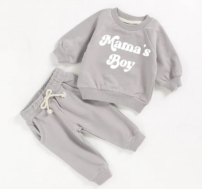 Mamas Boy French Terry toddler Baby Outfit set sweatshirt and pants / baby clothes / newborn / baby girl boy / baby shower / baby gift