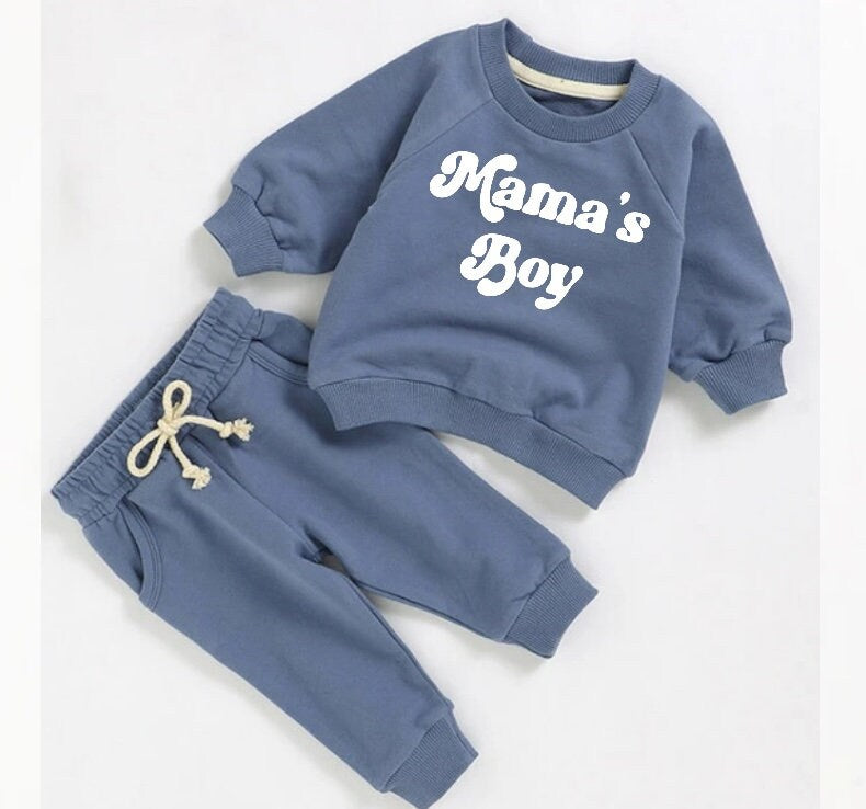 Mamas Boy French Terry toddler Baby Outfit set sweatshirt and pants / baby clothes / newborn / baby girl boy / baby shower / baby gift