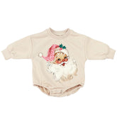 Leopard Santa Christmas Baby Oversized Sweatshirt Romper