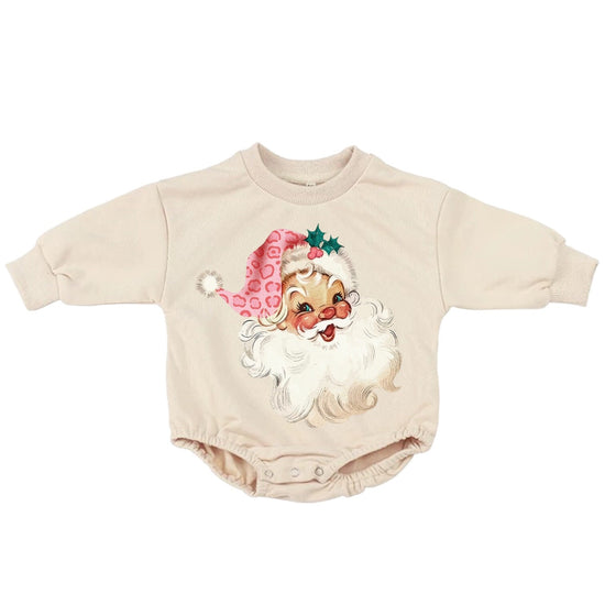 Leopard Santa Christmas Baby Oversized Sweatshirt Romper