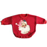 Leopard Santa Christmas Baby Oversized Sweatshirt Romper