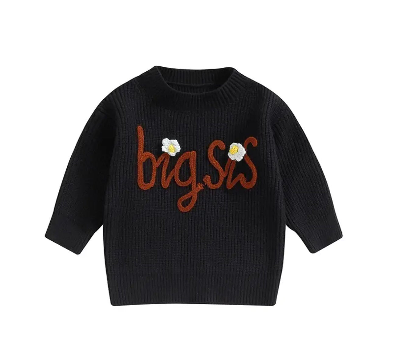 Knit Embroidered Big Sis baby girl sweater