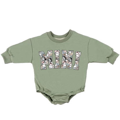 Mini Scary Movie halloween French Terry Baby bubble Sweatshirt Romper