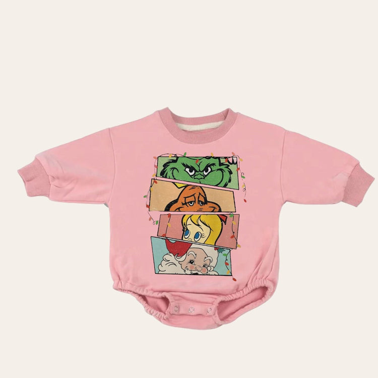 Cartoon disney Christmas Baby Oversized Sweatshirt Romper / bubble / onesie / baby clothes / baby girl / baby boy / outfit / gift