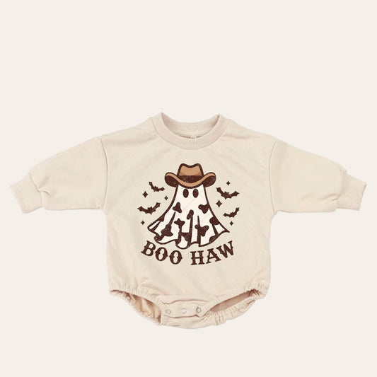 Western boo haw ghost Halloween French Terry Baby Sweatshirt Romper / baby clothes / boy girl / baby gift / newborn / infant / bubble | soft