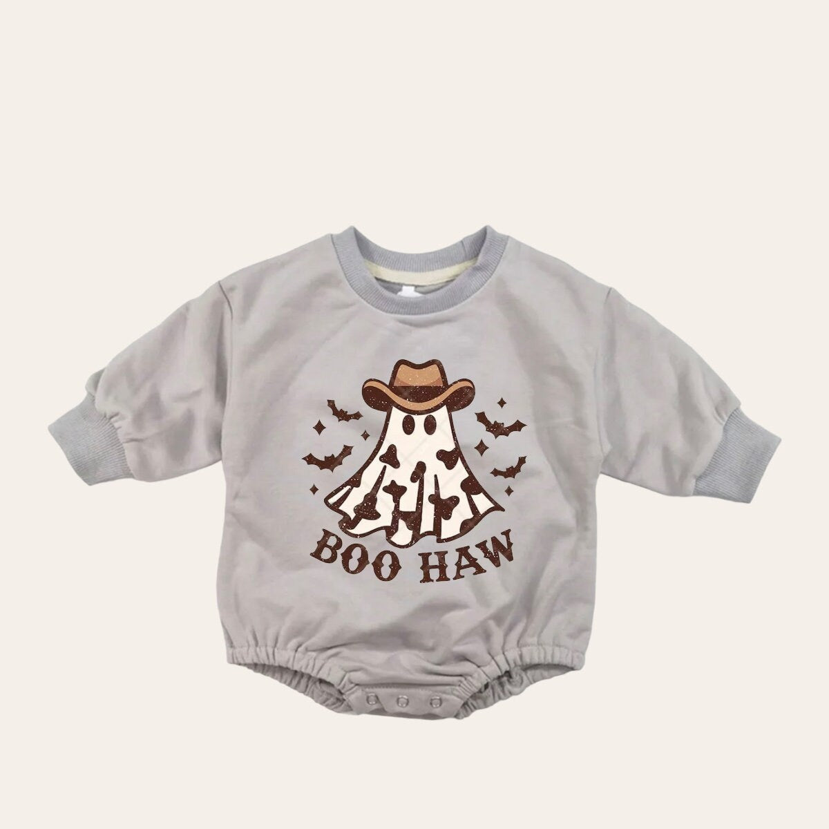 Western boo haw ghost Halloween French Terry Baby Sweatshirt Romper / baby clothes / boy girl / baby gift / newborn / infant / bubble | soft