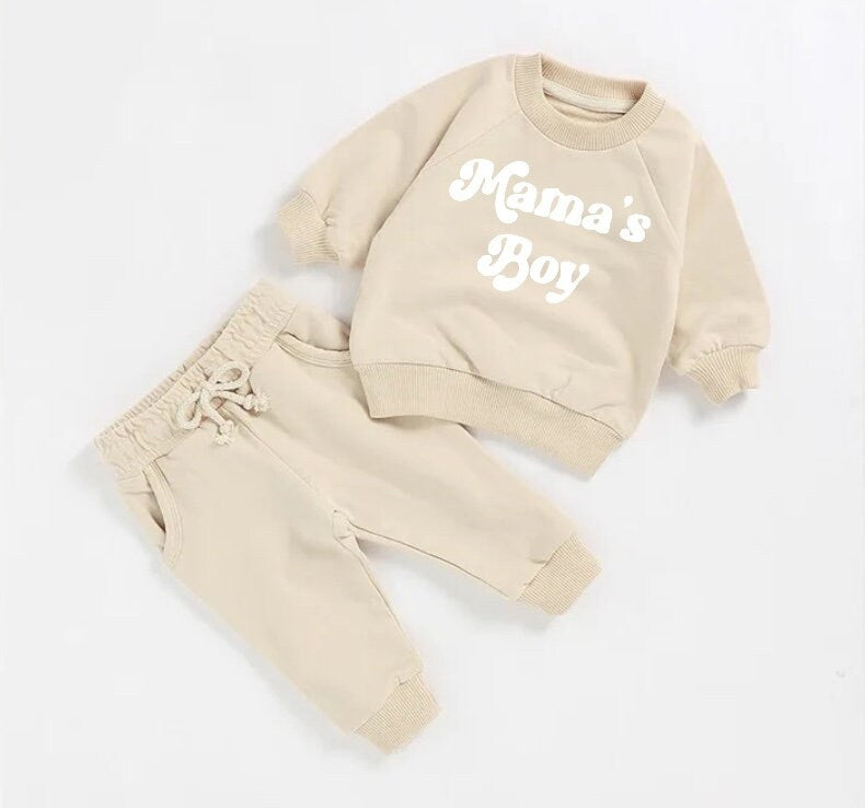 Mamas Boy French Terry toddler Baby Outfit set sweatshirt and pants / baby clothes / newborn / baby girl boy / baby shower / baby gift