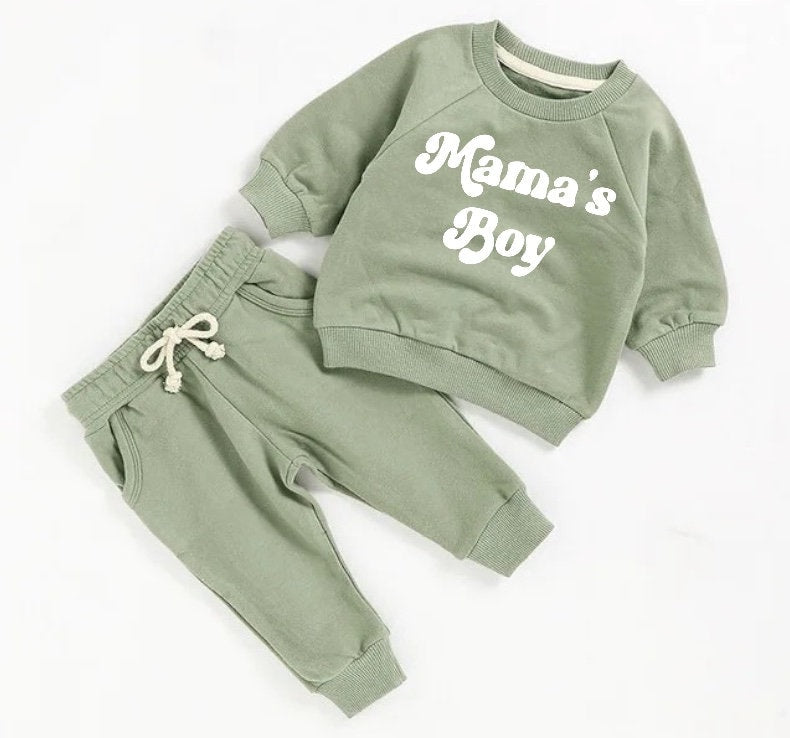 Mamas Boy French Terry toddler Baby Outfit set sweatshirt and pants / baby clothes / newborn / baby girl boy / baby shower / baby gift
