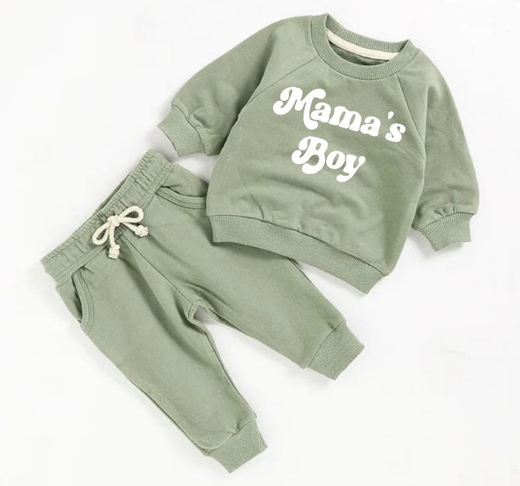 Mamas Boy French Terry toddler Baby Outfit set sweatshirt and pants / baby clothes / newborn / baby girl boy / baby shower / baby gift
