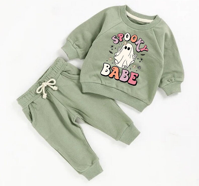 Halloween French Terry toddler Baby Outfit set sweatshirt and pants / baby clothes / newborn / baby girl boy / baby shower / baby gift
